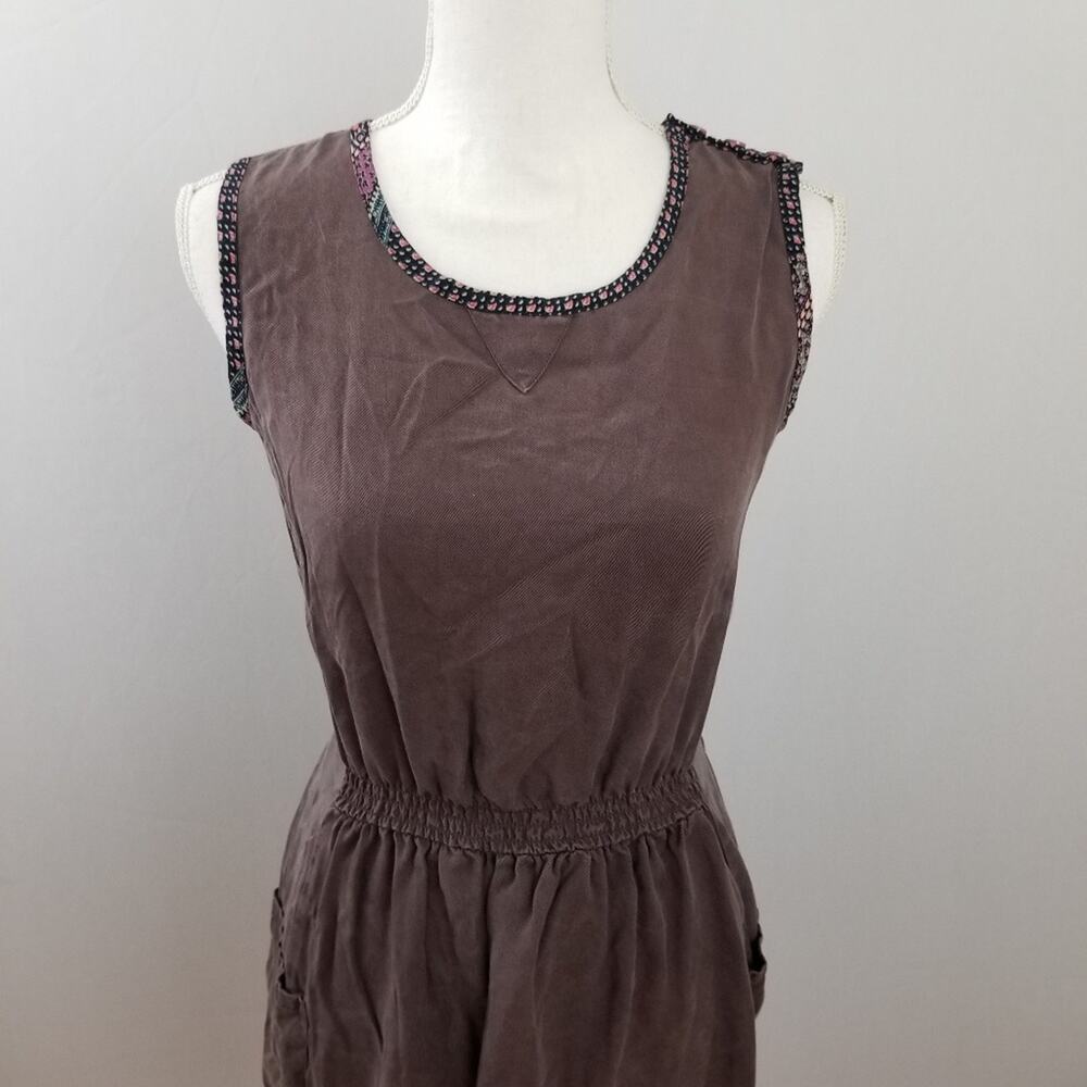 Matilda Jane Mauve Floral Trim Elastic Waist Sleeveless Mini Dress Small Boho - Picture 3 of 9